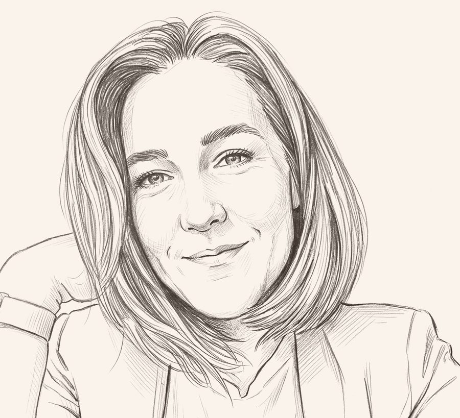 Gezeichnetes Porträt von Sabrina Kerber